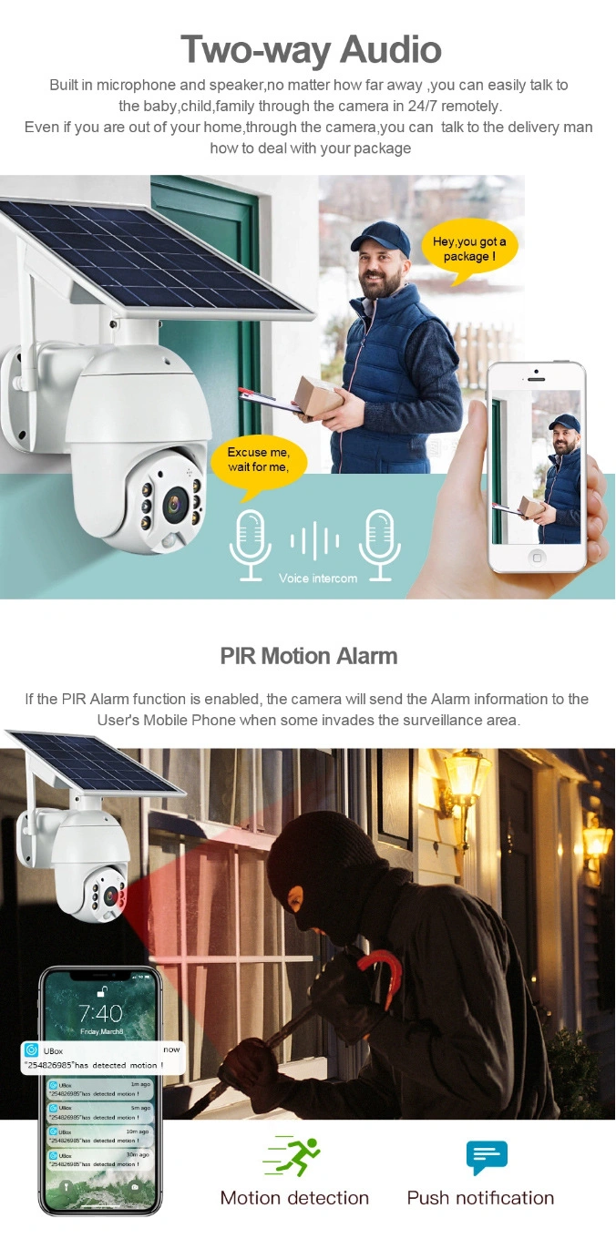 1080P 2MP PIR Solar 4G/Wireless Outdoor Waterproof PTZ CCTV Security IP Camera