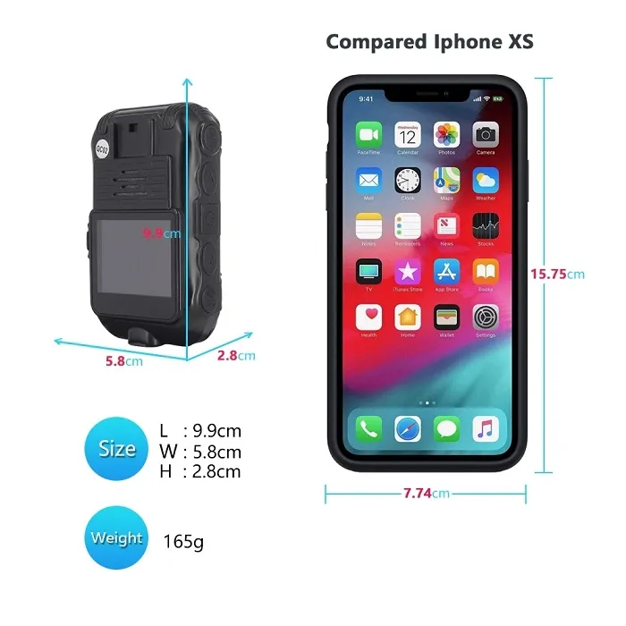 1296p Police Camera Body Worn Camera Wearable Wireless Video Night Vision Camera