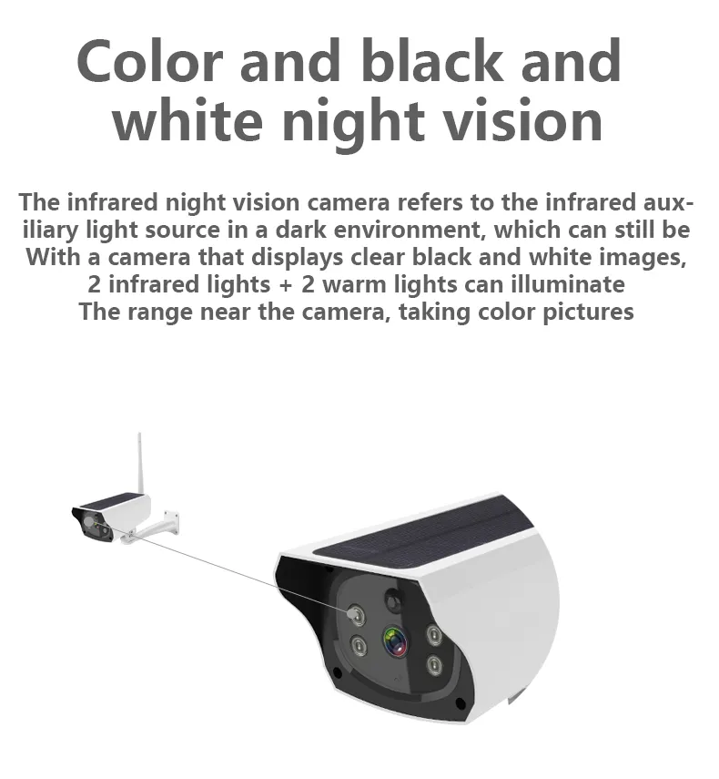 2MP/1080P Solar Powered 4G IP Camera Outdoor Surveillance Camera Distance 10m CCTV Camera WiFi Wireless Security Camera