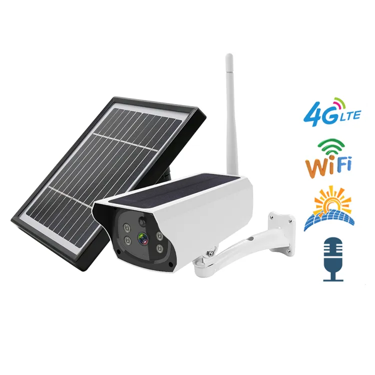 2MP/1080P Solar Powered 4G IP Camera Outdoor Surveillance Camera Distance 10m CCTV Camera WiFi Wireless Security Camera