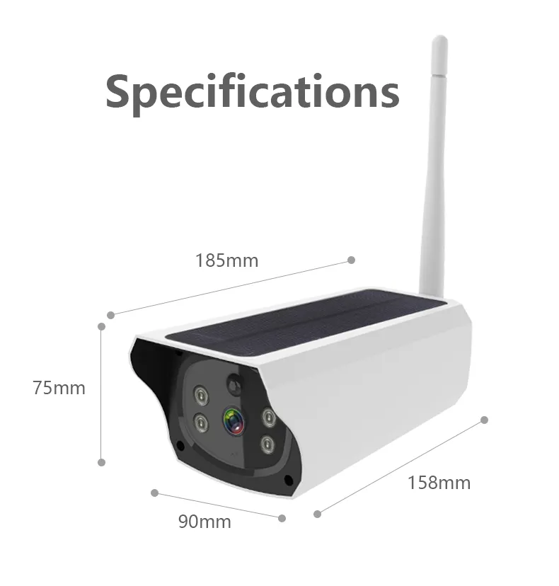 2MP/1080P Solar Powered 4G IP Camera Outdoor Surveillance Camera Distance 10m CCTV Camera WiFi Wireless Security Camera