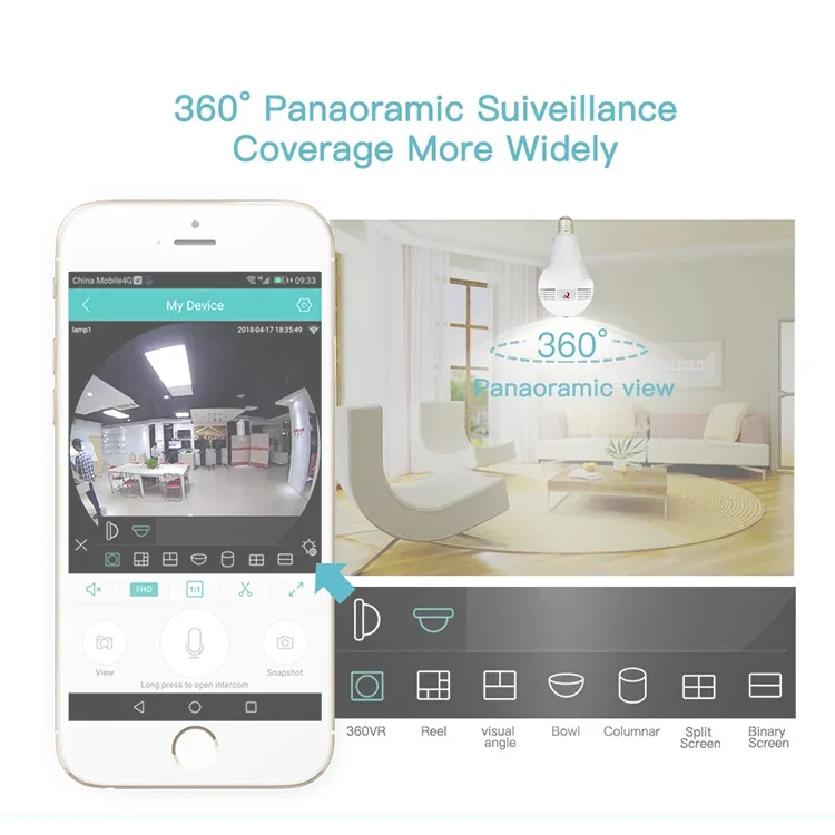 3MP 360 Degree Vr Fisheye Bulb WiFi Camera