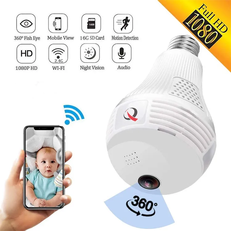 3MP 360 Degree Vr Fisheye Bulb WiFi Camera