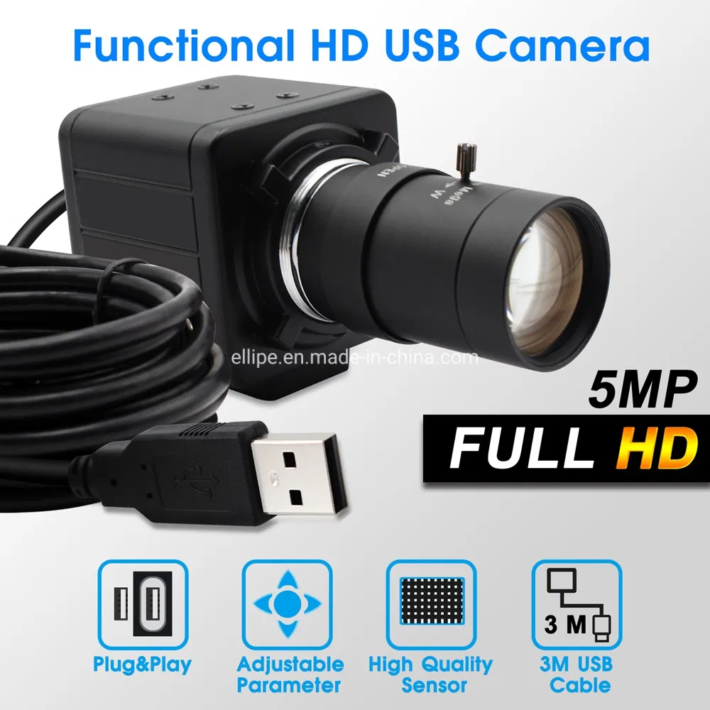 Elp 5MP 2592 X 1944 Aptina Mi5100 Webcam HD Mjpeg 5-50mm Varifocal Lens Optical Zoom USB Camera