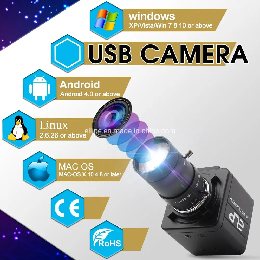 Elp 5MP 2592 X 1944 Aptina Mi5100 Webcam HD Mjpeg 5-50mm Varifocal Lens Optical Zoom USB2.0 Camera