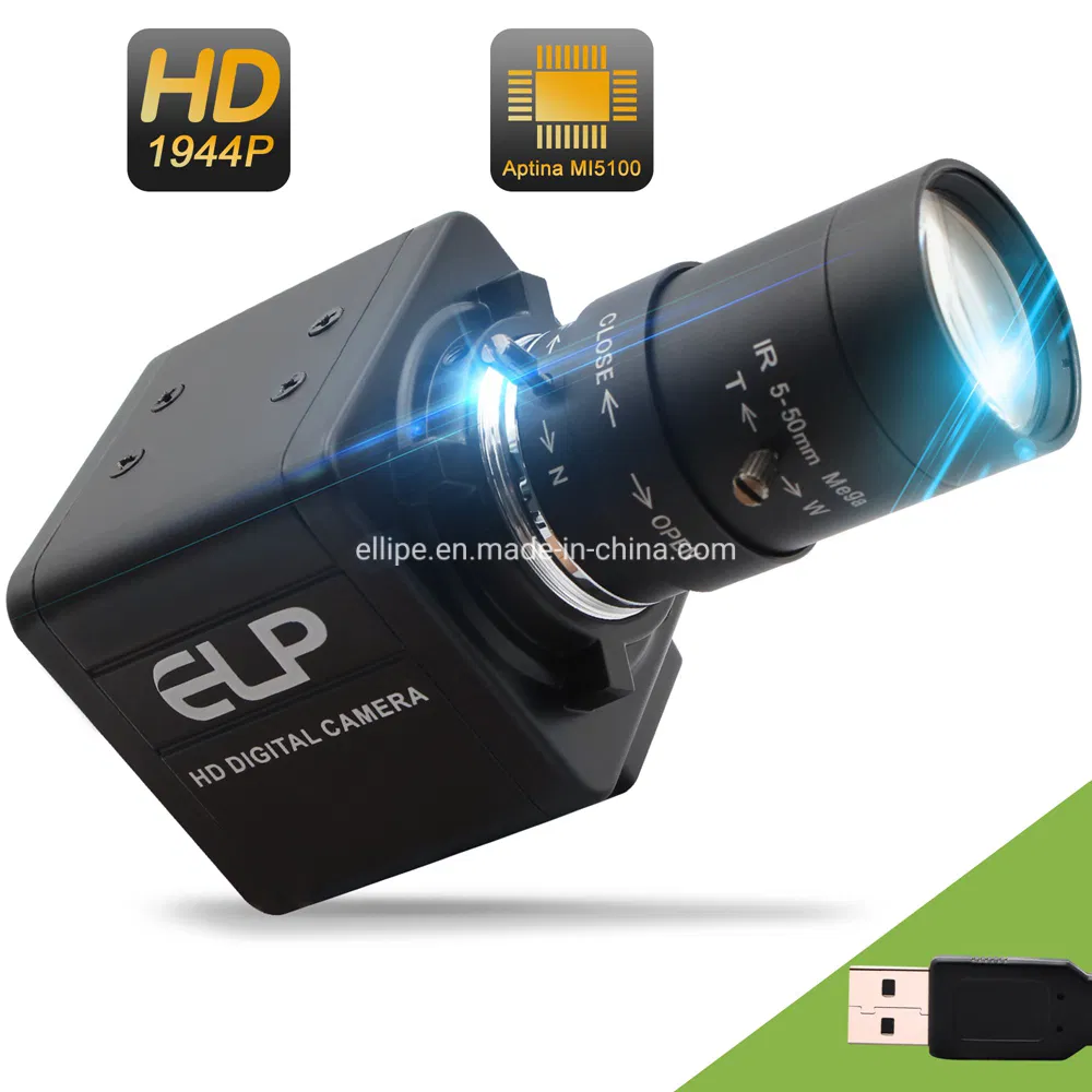 Elp 5MP 2592 X 1944 Aptina Mi5100 Webcam HD Mjpeg 5-50mm Varifocal Lens Optical Zoom USB2.0 Camera