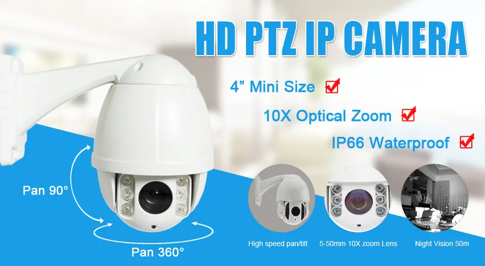H. 264 2MP Laser IR High Speed Dome IP Network PTZ Security CCTV Camera