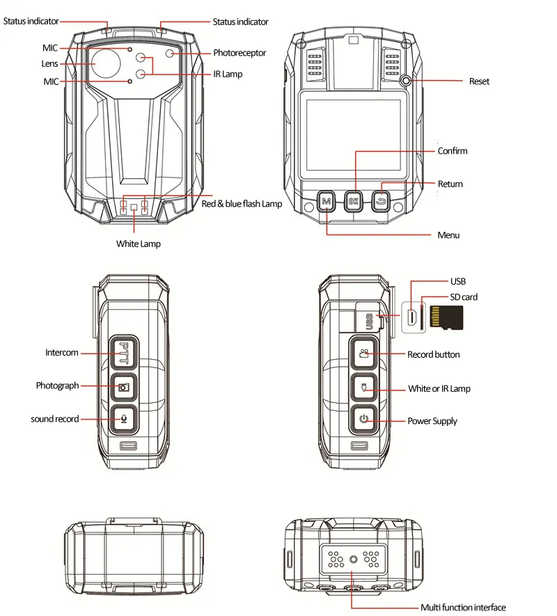 Law Enforcement Recorder 4G WiFi 4MP Video IP68 Vehicle Police Body Camera