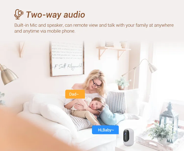 Onvif P2p Indoor WiFi Battery Powered Security Camera