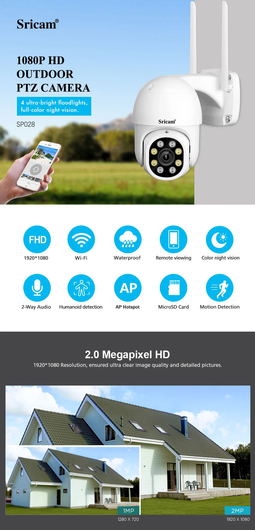 Professional IP PTZ Camera Phone Push Alarm Motion Detection Outdoor Waterproof IP66 Surveillance CCTV Security WiFi IP Camera