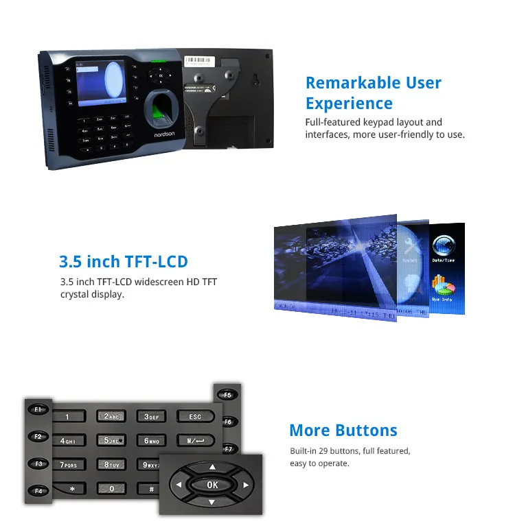 Rmarkable User Experience 3.5 Inch TFT-LCD Screen Iclock 880 Fingerprint Access Control