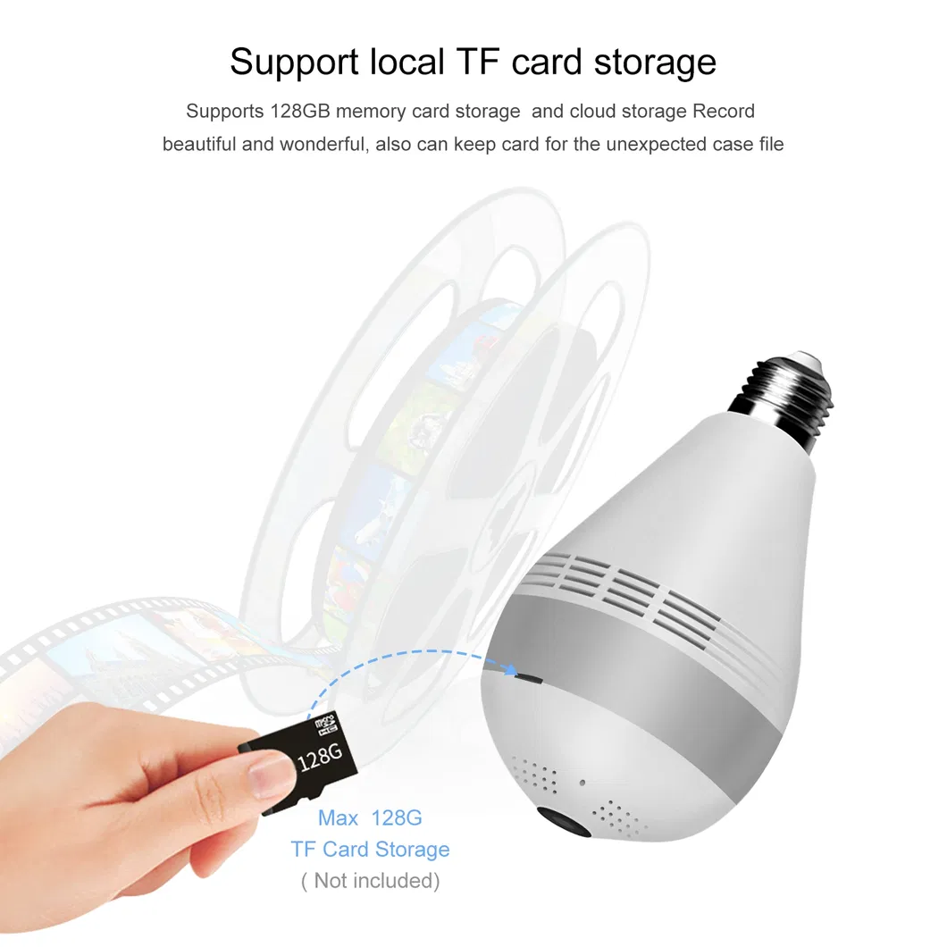 Verto V380 Wireless Double Light Bulb Camera CCTV Security 360 Degree Panoramic Network Monitor 1080P HD WiFi Bulb Camera