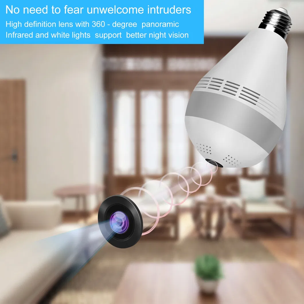 Verto V380 Wireless Double Light Bulb Camera CCTV Security 360 Degree Panoramic Network Monitor 1080P HD WiFi Bulb Camera
