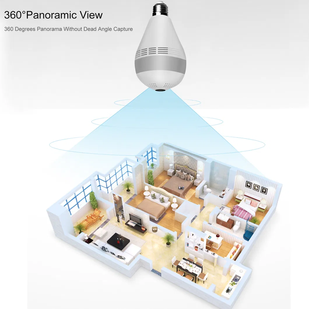 Verto V380 Wireless Double Light Bulb Camera CCTV Security 360 Degree Panoramic Network Monitor 1080P HD WiFi Bulb Camera