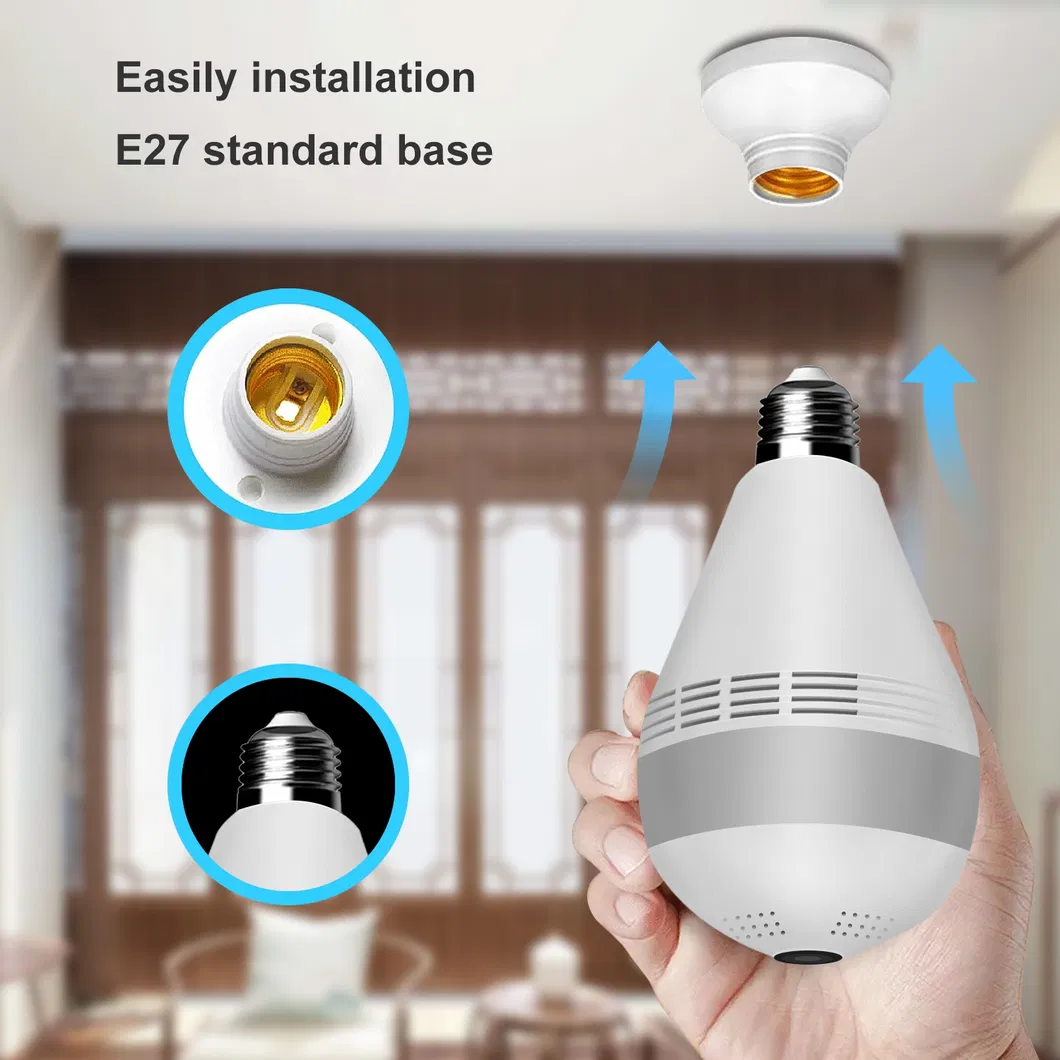 Verto V380 Wireless Double Light Bulb Camera CCTV Security 360 Degree Panoramic Network Monitor 1080P HD WiFi Bulb Camera